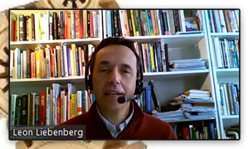Leon Liebenberg teaching a class via Zoom.
</div>